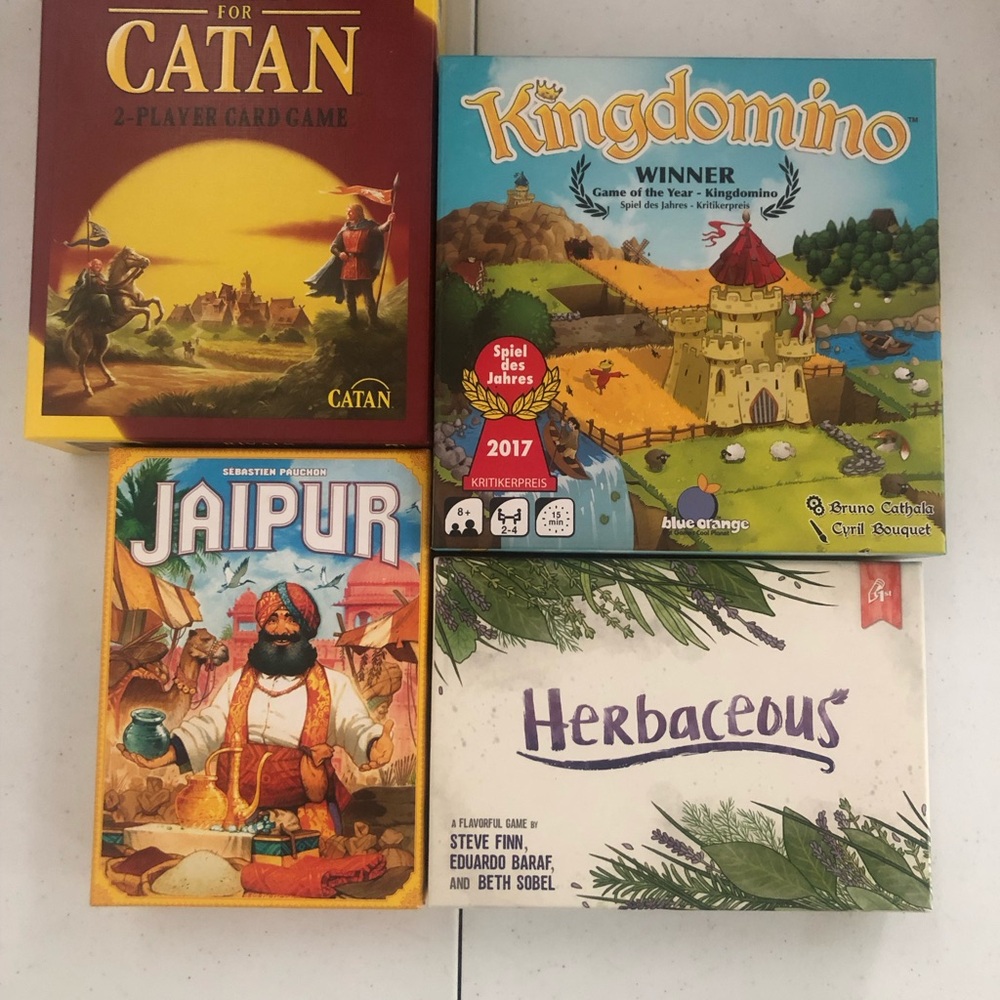 Board Game Bundle - Jaipur, Kingdomino, Herbaceous and Rivals for Catan